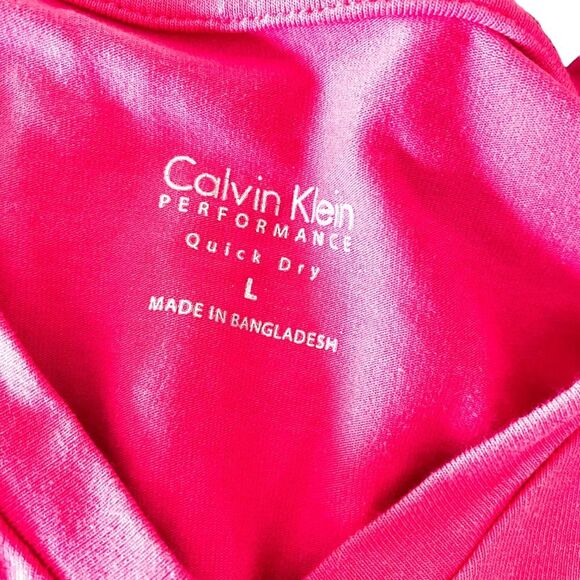 Calvin Klein Performance Barbie Pink Athleisure V Neck Short Sleeve Shirt Large - Picture 3 of 4